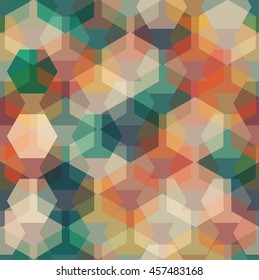 Vector summer vibes seamless pattern with transparent sparkling pentagons and hexagons. EPS8