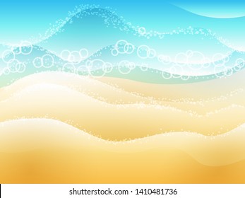 Vector summer vibrant background - sea wave with sand background