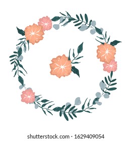 Vector summer wreath wedding illustration