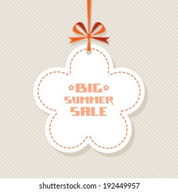 Vector summery flower banner. Floral background with ribbon and bow. Decorative illustration for print, web