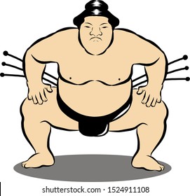 vector of sumo characters with a black shadow underneath