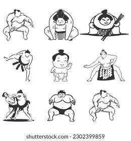 Vector sumo logo character design icon vector