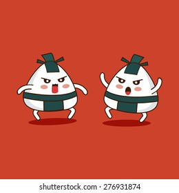 Vector Sumo Onigiri cartoon character illustration