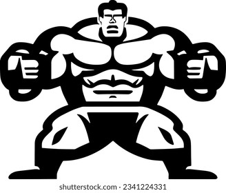 Vector sumo wrestler silhouette. Black on white icon