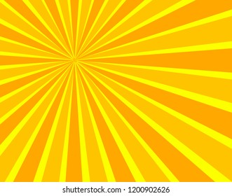 Vector Sun Beams Background, Bright Colors, Cartoon Orange and Yellow Sunshine, Colorful Backdrop.