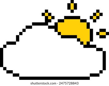 Vector of the sun behind the cloud, pixel style