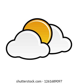vector of the sun behind clouds
