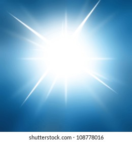 Vector sun in a bright blue sky