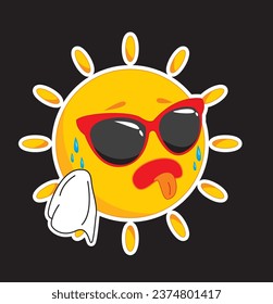 VECTOR OF A SUN BURNING BY ITS OWN HEAT SUITABLE FOR YOUR DESIGN NEEDS