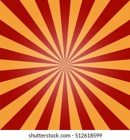 Vector sun burst background, red orange vintage, radial sunbeam texture