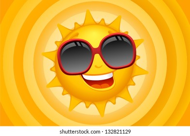 Vector sun character with background - Separate layers for easy editing