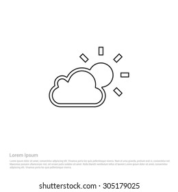 Vector sun cloud Icon - Flat pictogram illustration