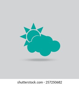 Vector sun with clouds background.