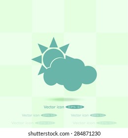 Vector sun with clouds background