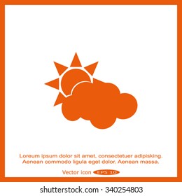 Vector sun with clouds background