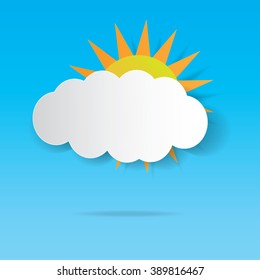Vector sun with clouds background. Eps10