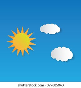 Vector sun with clouds background. Eps10