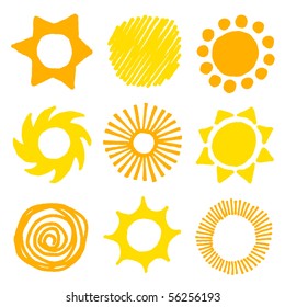 Vector sun collection, hand made.