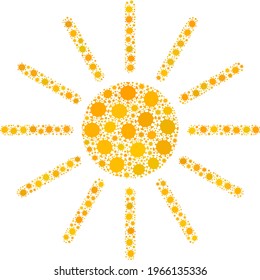 Vector sun coronavirus mosaic icon created for lockdown projects. Sun mosaic is made of scattered coronavirus infection icons.
