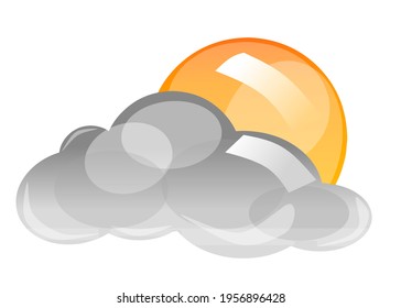 vector sun covered with clouds with glossy coloring