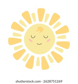 Vector sun. Cute children's illustration on a white background. Cheerful orange sun smiling