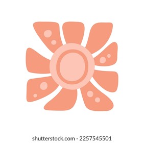 Vector sun with drops in scandinavian doodle style for kid. Cute boho illustration in hand drawn for poster, print card, fabric, book, interior baby design.