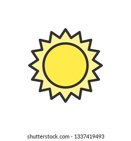 Vector sun flat color line icon.
