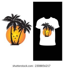 Vector sun glasses with beach reflection illustration, for t-shirt print and other uses.