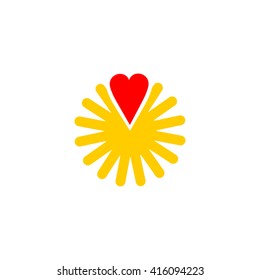 Vector Sun with Heart Logo Design