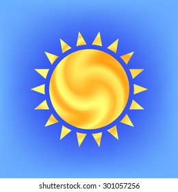 Vector Sun Icon Isolated on Blue Sky Background