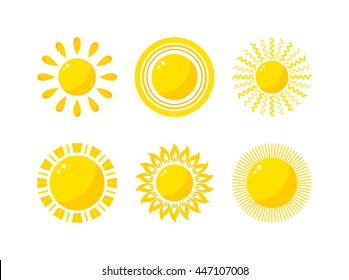 Vector sun icon isolated on white background