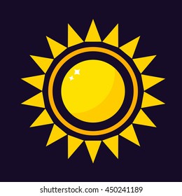 Vector sun icon isolated on background