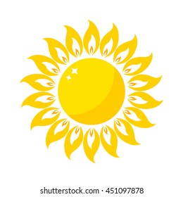 Vector sun icon isolated on background