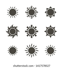 Vector sun icon set isolated on a background  syle 