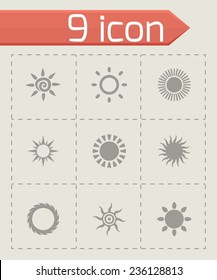 Vector sun icon set on grey background