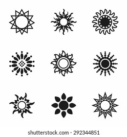 Vector Sun icon set on white background