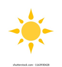 Vector sun icon. Sunshine pictogram. Illustration isolated on white. Trendy flat simple design. Yellow color. Template for web app, logos. 