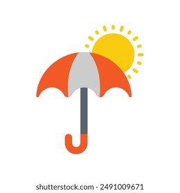 Vector Sun icon with umbrella. Illustration of vector marks for heat using an umbrella. On a blank background and can be edited again.