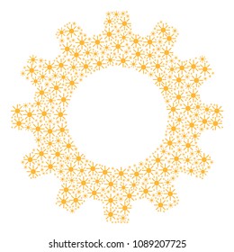 Vector sun icons are composed into gear wheel combination. Service design concept constructed from sun pictograms.