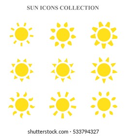 Vector sun icons set.