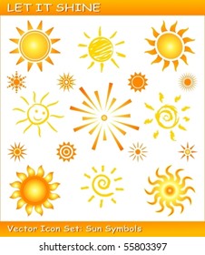 Vektorsymbole / Symbole in verschiedenen Stilen. Verwendung von globalen Farbraupen, linearen und radialen Farbverlustern. Einzelsymbole werden gruppiert.