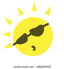 vector sun illustration, sun wearing sun glasses funny editorial illustration