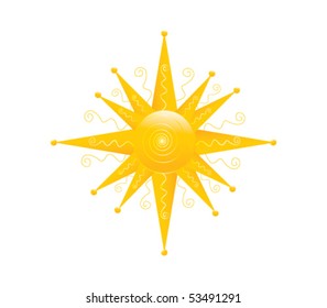 Vector sun isolated on white background