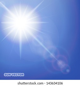 Vector sun with lens flare effect.
