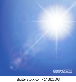 Vector sun with lens flare effect.