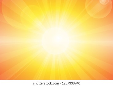 Vector : Sun and lens flare on orange background