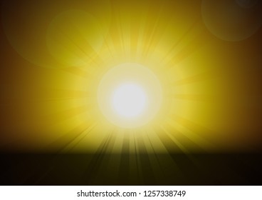 Vector : Sun and lens flare on orange background