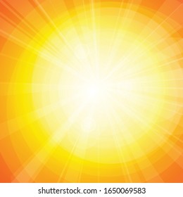 Vector : Sun and lens flare on orange background