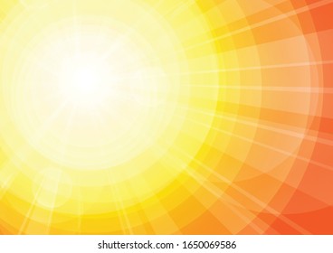 Vector : Sun and lens flare on orange background