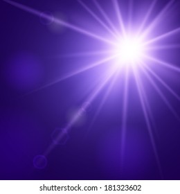 Vector sun with lenses flare